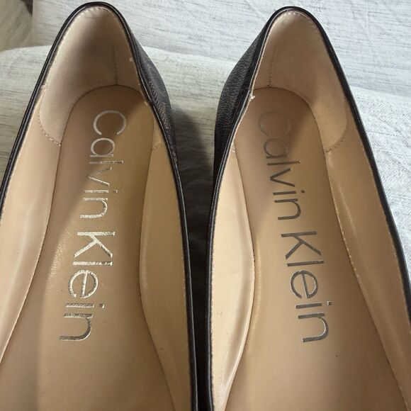 Calvin Klein Brown Lisa Ballet Flats Size 9 Monogram CK Print Faux Leather - Picture 16 of 16